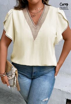 Picture of CURVY GIRL V NECK EMBROIDERED TOP